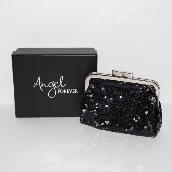 Victoria's Secret Handbags - VICTORIAS SECRET ANGEL BLACK SEQUIN COIN PURSE NEW